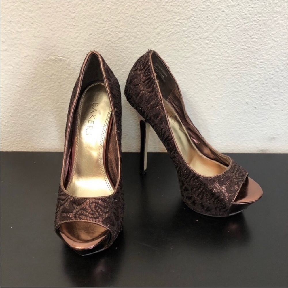 Bakers Brown Lace High Heels